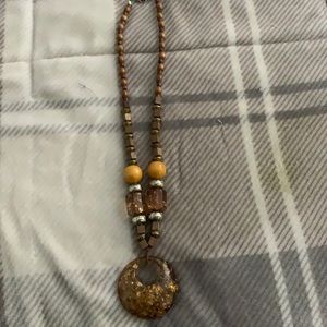 Wood and gold beaded necklace